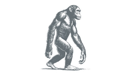 Fototapeta premium chimpanzee vector | chimpanzee illustration | chimpanzee silhouette | chimpanzee tattoo | chimpanzee engraving | chimpanzee drawing 