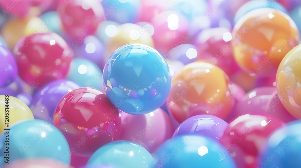 Poster 3d rendering. beautiful glossy spheres. abstract background.