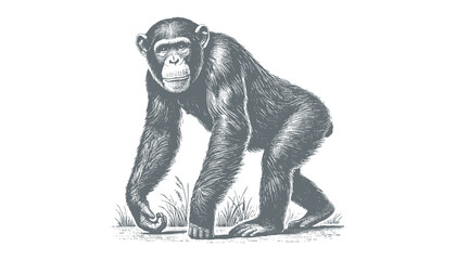 chimpanzee vector  | chimpanzee illustration | chimpanzee silhouette | chimpanzee tattoo | chimpanzee engraving | chimpanzee drawing	