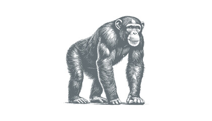 chimpanzee vector  | chimpanzee illustration | chimpanzee silhouette | chimpanzee tattoo | chimpanzee engraving | chimpanzee drawing	