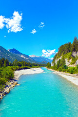 Die Lech bei Elmen im Bezirk Reutte in Tirol (Österreich)