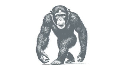 Fototapeta premium chimpanzee vector | chimpanzee illustration | chimpanzee silhouette | chimpanzee tattoo | chimpanzee engraving | chimpanzee drawing 