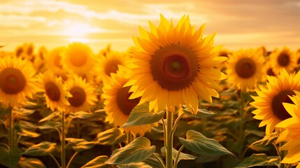 Obraz premium A photo of a vibrant sunflower field.