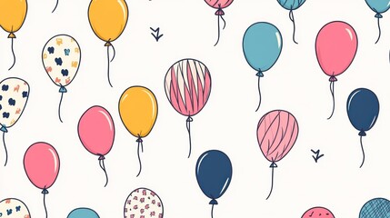 Seamless pattern of colorful balloons perfect for party decorations or invitations