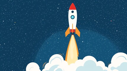 Clean Rocket Launch Design Representing Startup Growth