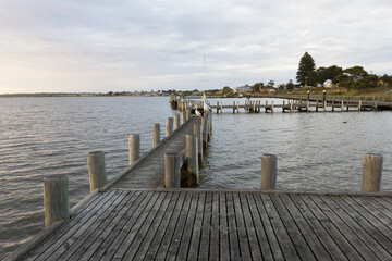Fototapeta premium Wharf with pelicans