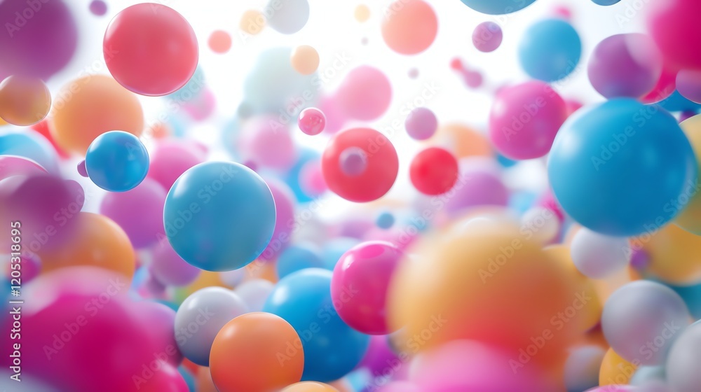 Poster 3d rendering of a colorful array of spheres. the spheres are of different sizes and colors, and they
