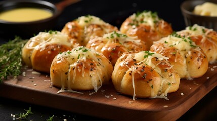 A photo of buttery garlic knots with cheese