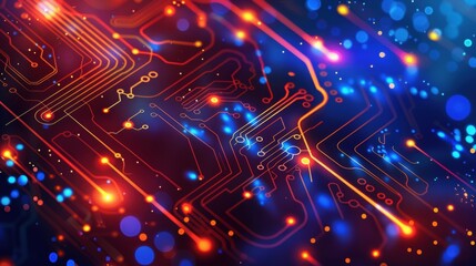 Colorful image of a circuit board with many small lights