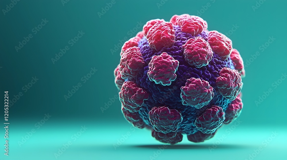 Aufkleber microscopic visualization of futuristic virus particle with crystalline surface texture