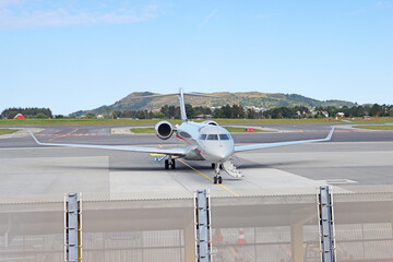Alesund, Norway - August 03, 2024: Private plane in the airport