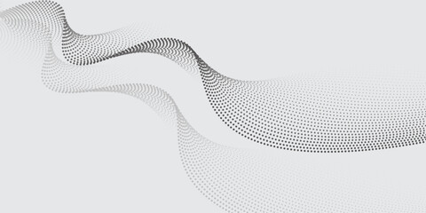 Dotted halftone waves. Abstract liquid shapes, wave effect dotted gradient texture waves isolated vector symbols set. Halftone graphic dots waves
