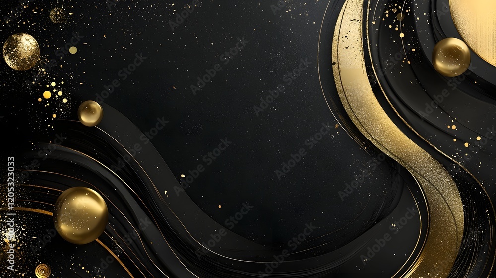 Poster abstract shimmering gold trend with dynamic data elements and sleek futuristic design