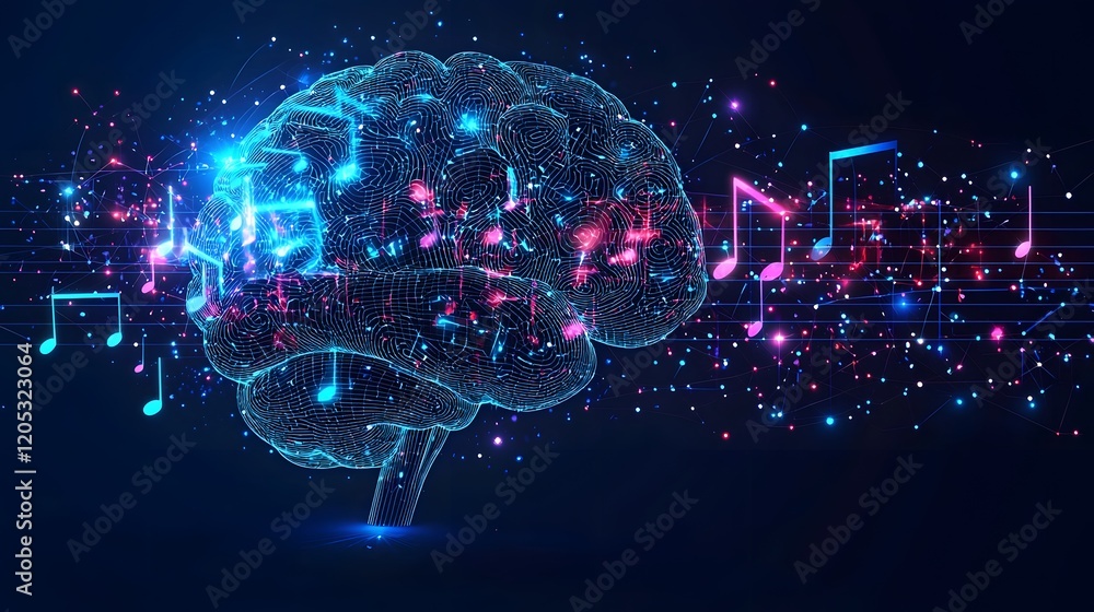 Poster surreal ai powered music visualizing the fusion of technology and creativity