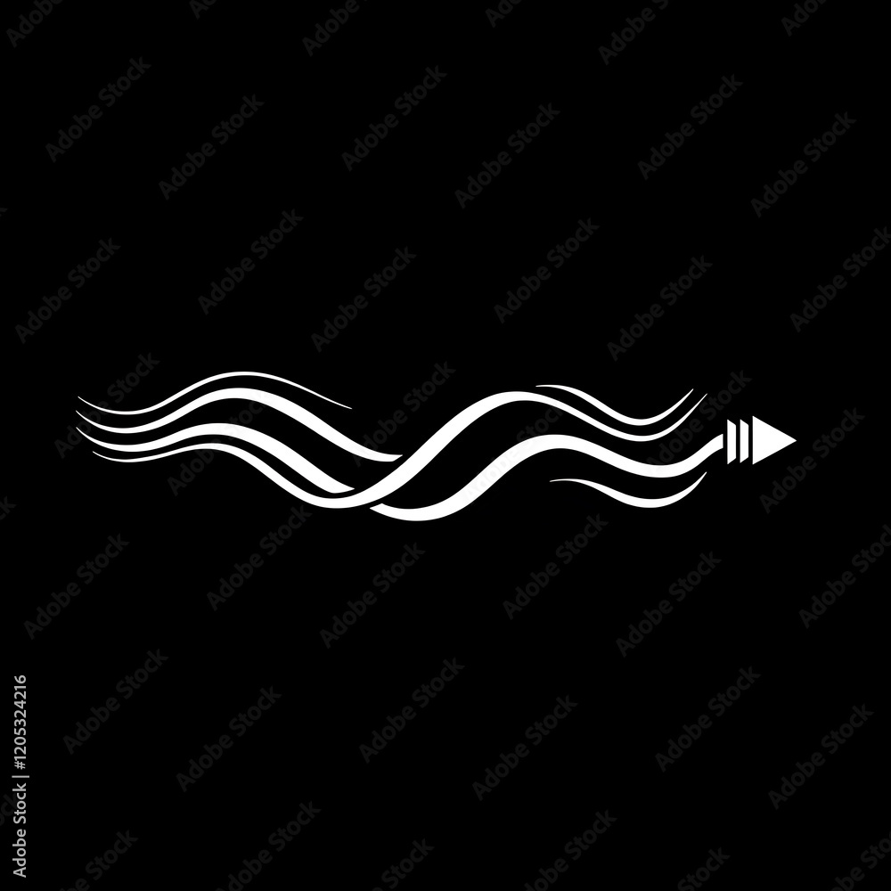 Poster stylized wave design with pointed end, representing fluidity and motion. ideal for modern branding o