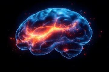 Futuristic Neural Network Brain Visualization for Innovative Tech Design