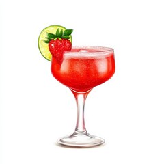 A fruity and refreshing Strawberry Daiquiri cocktail with rum, fresh strawberries, lime juice