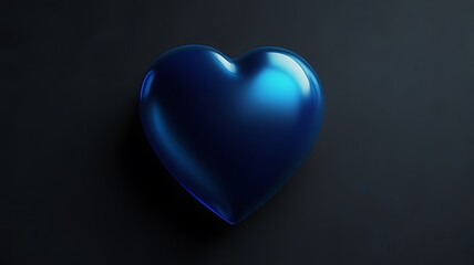 Fototapeta premium A glossy blue heart-shaped object on a dark background, symbolizing love or emotion.