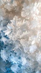 Fototapeta premium Close-up of frost on plants at sunrise 