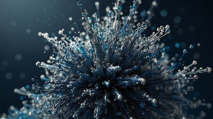 Fototapeta premium An abstract representation of a dynamic, spiky structure resembling a molecular formation.