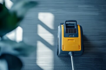 Professional cleaners using industrial vacuum for office carpet care and sanitation services