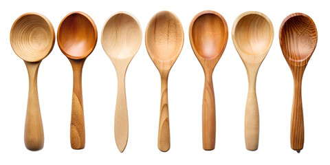 wooden spoons on white background
