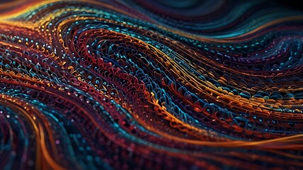Abstract visualization of flowing lines and waves in vibrant colors, suggesting movement and energy.