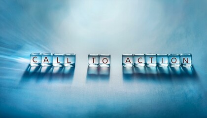 アクションボタンを意味する英語のCall to Actionの文字が書かれた透明なキューブブロック。 aiで生成