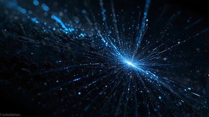 Fototapeta premium A dynamic burst of blue light resembling cosmic energy or abstract digital art.