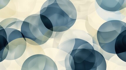 Blue and white abstract painting with many circles