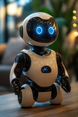 A small robot is placed on a table