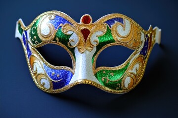 A close-up view of a mask sitting on a table