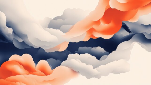 Abstract ad template with cloud design, an artistic approach to cloud visuals with stylized elements and modern appeal