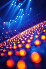 Fototapeta premium A collection of lights on a performance stage with a dark background