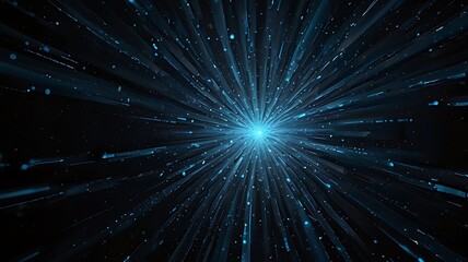 Fototapeta premium A dynamic burst of blue rays emanating from a central point, resembling cosmic energy.