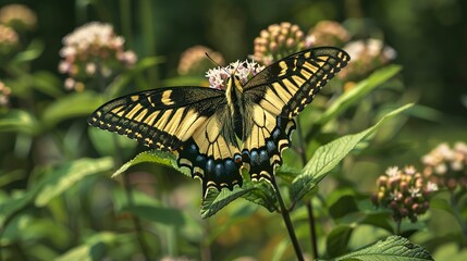 A photo of a butterfly resting on a flower.