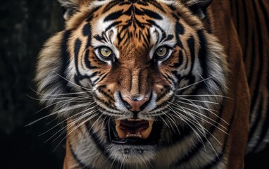 Fototapeta premium A Close-up of a Tiger's Intense Gaze