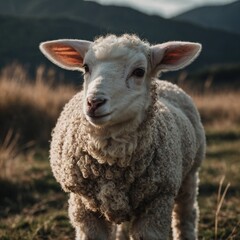 Fototapeta premium A lamb with oversized ears, looking adorable.