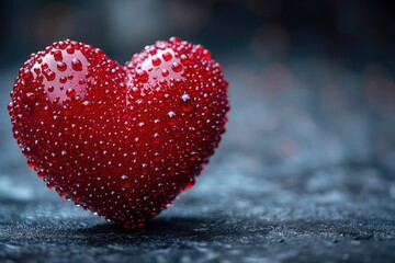 Fototapeta premium A close-up shot of a bright red heart on a table, simple and bold
