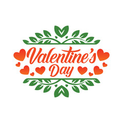Lettering & Typography of Happy Valentine’s Day Vector Illustration, Romantic Design Art.