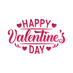 Lettering & Typography of Happy Valentine’s Day Vector Illustration, Romantic Design Art.