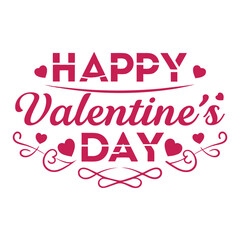 Fototapeta premium Lettering & Typography of Happy Valentine’s Day Vector Illustration, Romantic Design Art.