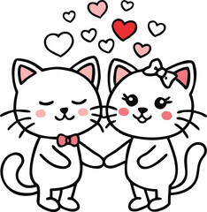 Romantic Cats Graphic with Love Theme – Download Vector File