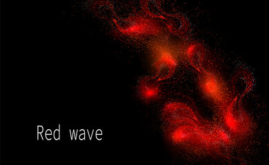 Chaotic isolated fiber in red shade, tinsel fog, design component.
