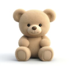 Obraz premium Cute Fluffy Teddy Bear with a Friendly Smile White background. 