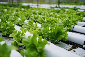 Fresh lettuce crops in a controlled environment