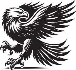 Black Color Bald Eagle Silhouette Vector Illustration, Solid White Background. minimal vector design