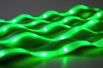 Fototapeta premium A close-up shot of a keyboard with bright green lights, ideal for use in technology or innovation concepts