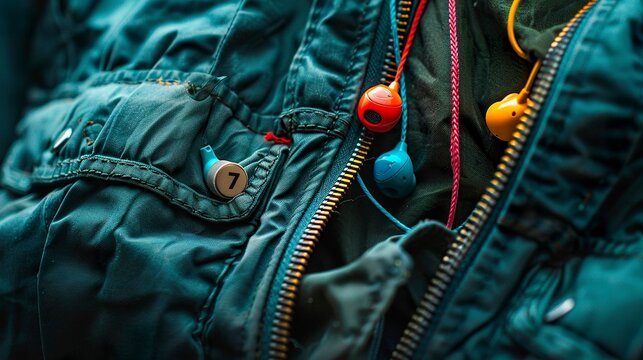 A photo of colorful ear buds emerging from a pock