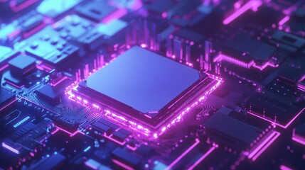 Neon Glowing Motherboard